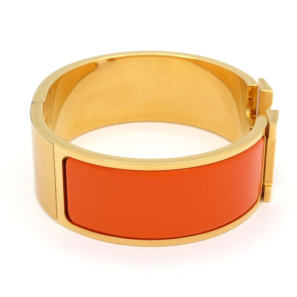 Hermès Clic Clac H Bangle Gold Orange Hardware Patent Leather - Picture 2 of 6